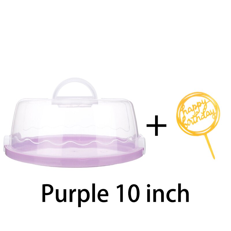 8 zoll/10 zoll tragbare kunststoff runde kuchen Container Nachtisch Container Kasten kuchen träger Server lagerung Kasten Tablett küche werkzeuge: 10-Zoll purplecard