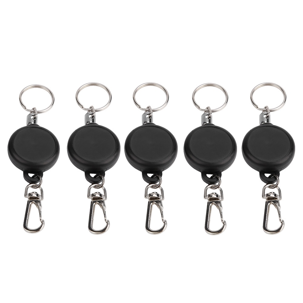 5/10 PCS porte-clés 60cm acier câble métallique rétractable porte-clés étirement clés fermoir Anti-perte porte-clés: 5PCS