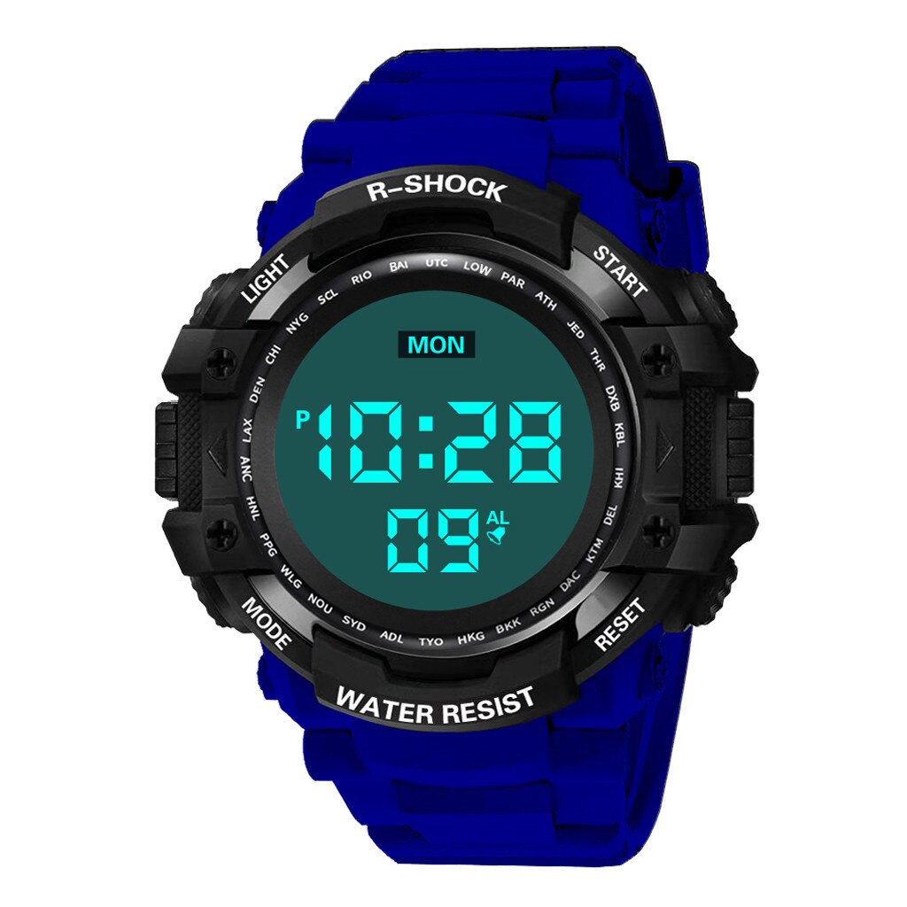 Reloj Digital LED para hombre, reloj deportivo con LED, resistente al agua, reloj de pulsera de silicona, reloj de pulsera deportivo para hombre, reloj digital para mujer, mochilas: Azul
