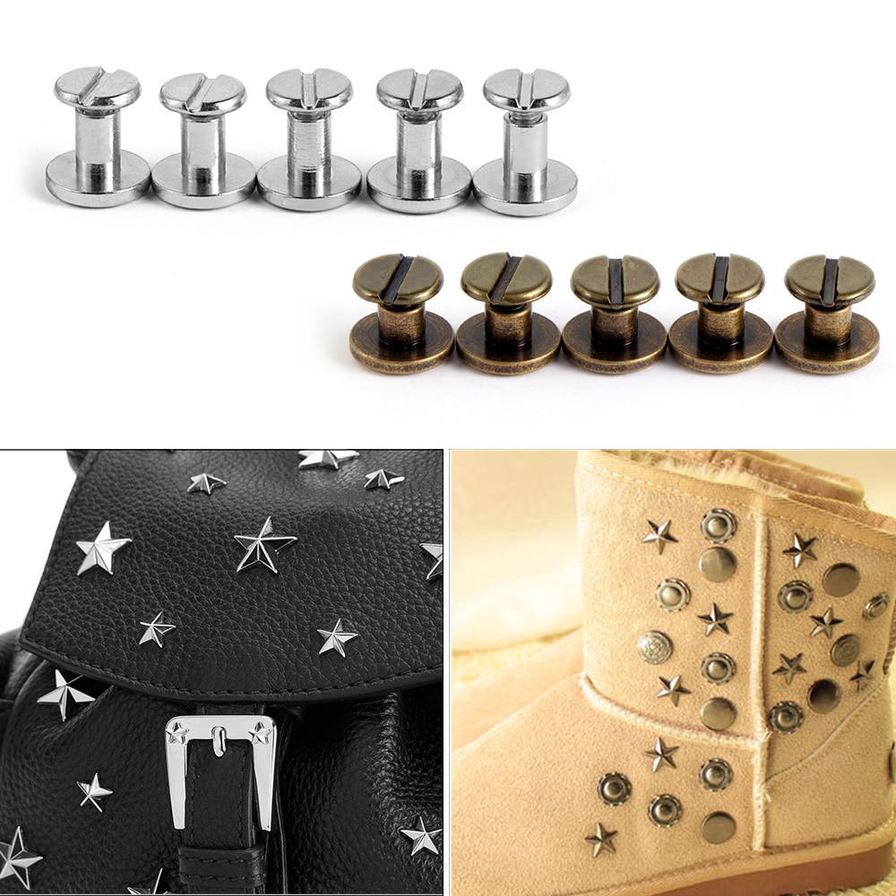 20Pcs Schraube Nagel Nieten Für Leder Handwerk Gürtel Feste Messing Nagel Nieten Schrauben Tuch Taste Dekoration Nagel DIY sammelalbum