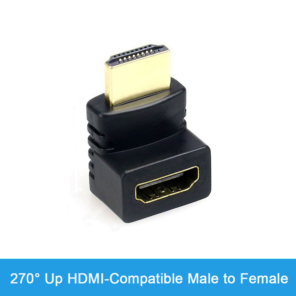 4K HD-connector Mini / Micro HDMI-compatibele extender HDMI-compatibele adapter 90 270 graden haakse man-vrouw converter: Black