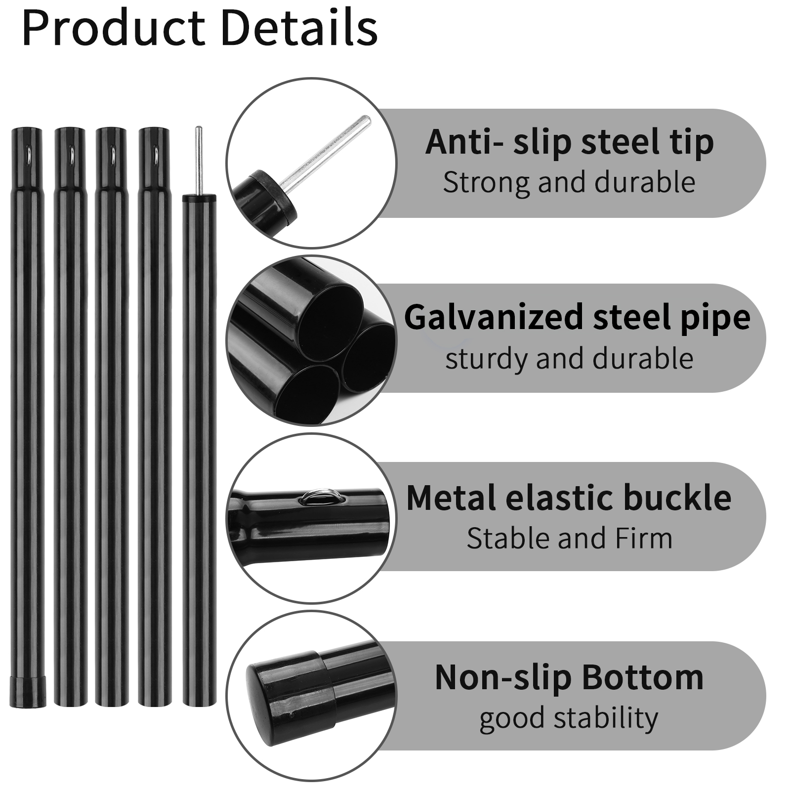 Zestaw 2 masztów namiotowych robić plandeki Regulowane maszty kempingowe Składany maszt namiotowy robić wędrówek z plecakiem Markiza Namiot Schronienie
