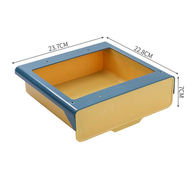 Sotto il cassetto della scrivania scatola di immagazzinaggio adesiva per ufficio scatola di immagazzinaggio nascosta organizzatore di trucco coltello da cucina forchetta vassoio di immagazzinaggio organizzatore: yellow L