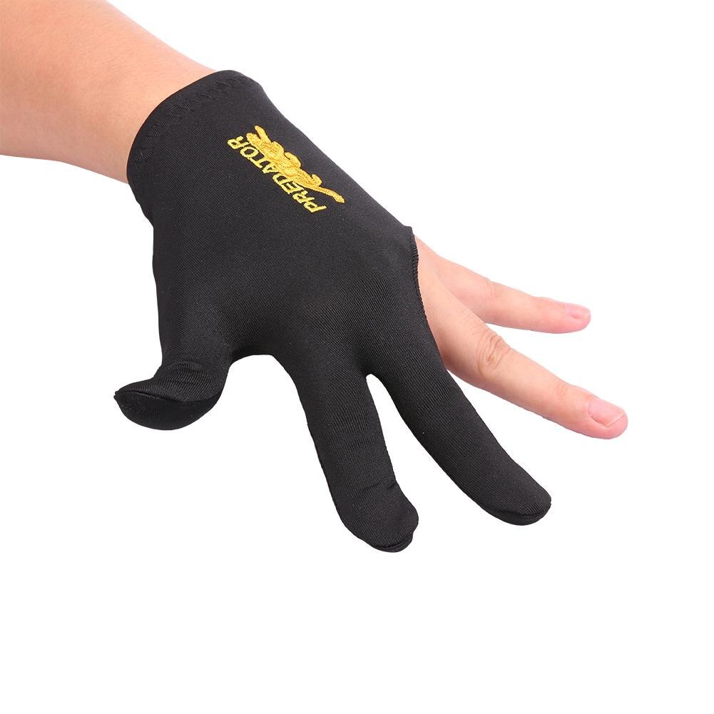 Guantes elásticos de taco de billar inglés, Tres dedos abierta para mano izquierda, telas de Lycra, bordado, accesorio de billar