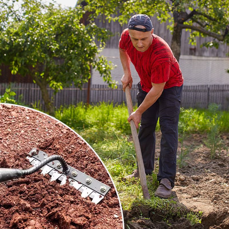 5/6/7/8 Teeth Iron Gardening Hoe Weeding Rake Farm Tool Grasping Raking Loosening Soil Nail Rake Tool Artifact Harrow Farm Tool