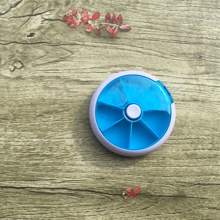 Roterende 7 Dagen Pil Container Citroen Pillendoosje Splitter Pil Organisator Geneeskunde Doos Reizen Dispenser Bunker Gezondheidszorg Gereedschap: BLUE-B