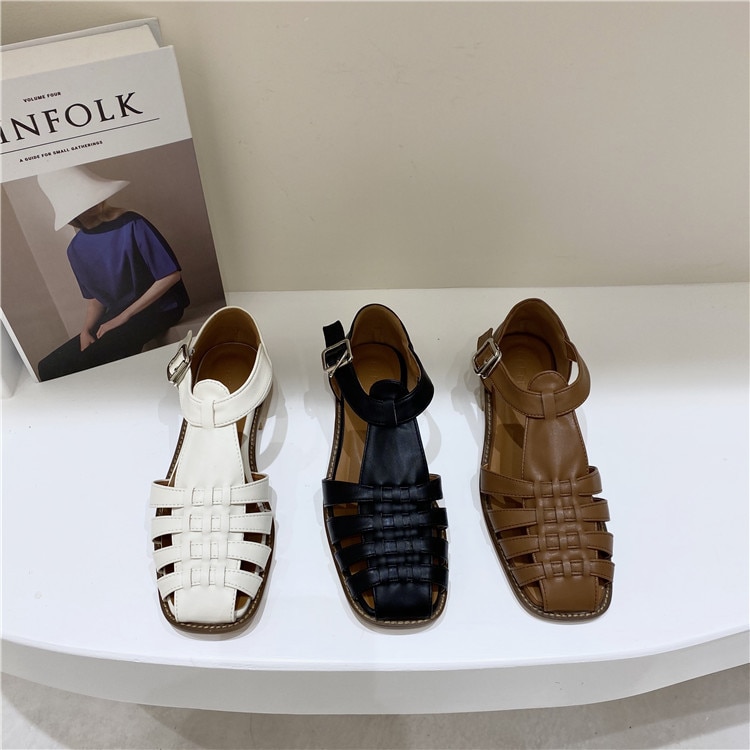 Vrouwelijke Sandaal Comfort Schoenen Voor Vrouwen Ademende Gesloten Teen Sandalen Vrouwen Schoenen Dames Comfort Blok Retro Gladiator