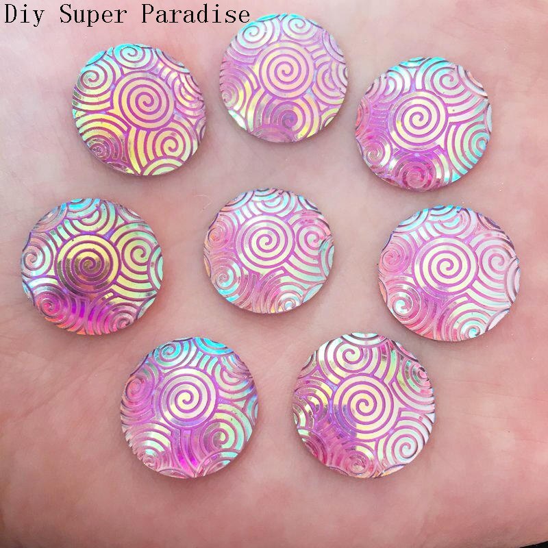 DIY 20pcs 16mm AB Resin Round FlatBack Scrapbook Accessories Wedding Scrapbook Craft K43