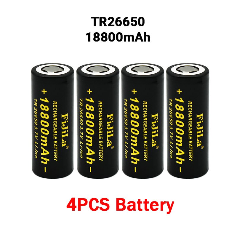 26650 3,7 V 18800mAh Batterie Hohe Kapazität 26650 50A Energie Batterie Lithium-Ionen Akku für Spielzeug Taschenlampe + ladegerät: Weiß