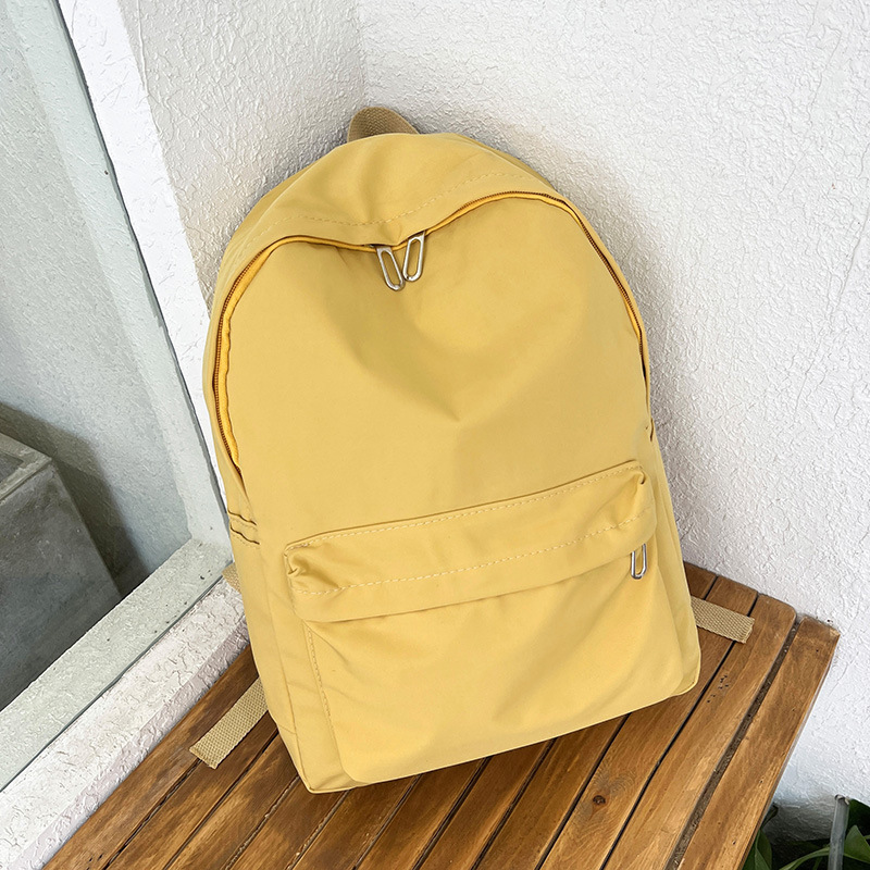 Waterproof Nylon Women Backpack Female Travel Bag Backpacks Schoolbag for Teenage Girls Solid Color Bookbag: Yellow