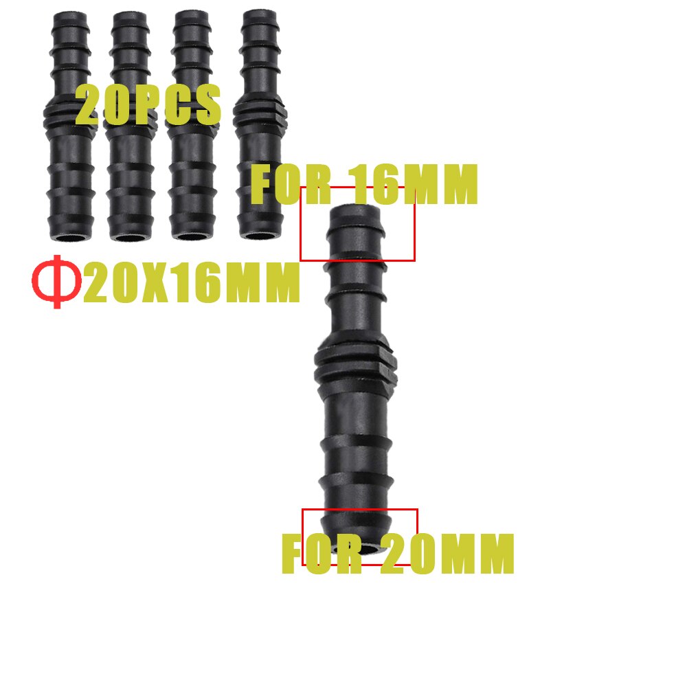 Buizen Fitting 16 20 Mm Tee Elleboog Gelijke Barb Connector End Plug Micro Drip Adapter & Pijp Haak Verbinding Bevestiging clips Tuin: 9