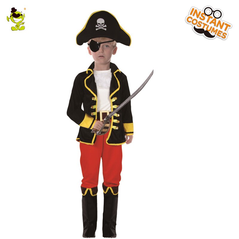 Kids-Captain Hook Kostuums Cool Captain Met Hoed Decoratie Carrière Pak Kids Halloween Cosplay Uniform Voor Kinderen Jongens
