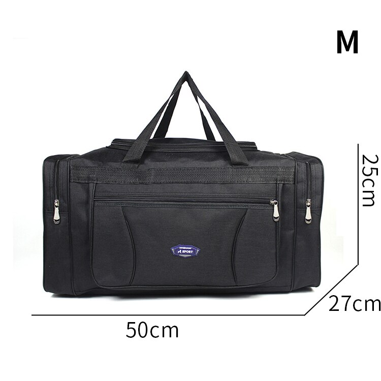 Oxford-bolsas de viaje impermeables para hombre, bolso de viaje de mano, grande, de gran capacidad, para fin de semana: M-black