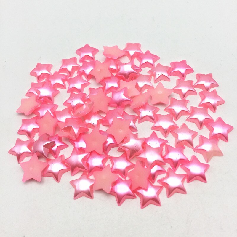 100 st 10mm pärla vit rosa silver silver röd harts stjärna flatback cabochons utsmyckningar för korttillverkning diy bröllop jul hantverk: Rosa