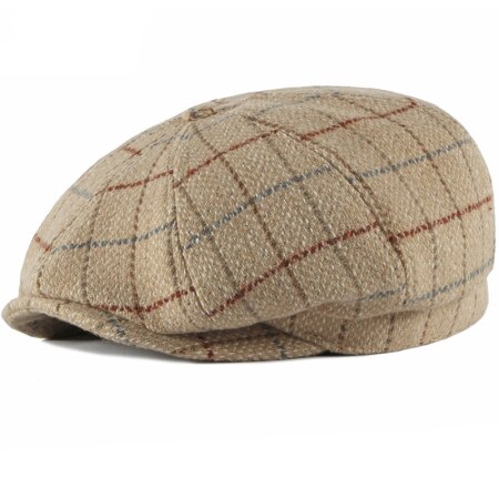 Gorro de Tweed Retro a cuadros para hombre, boina, informal, Czapka, gorros octogonales, Cappello Uomo, de invierno,: 1