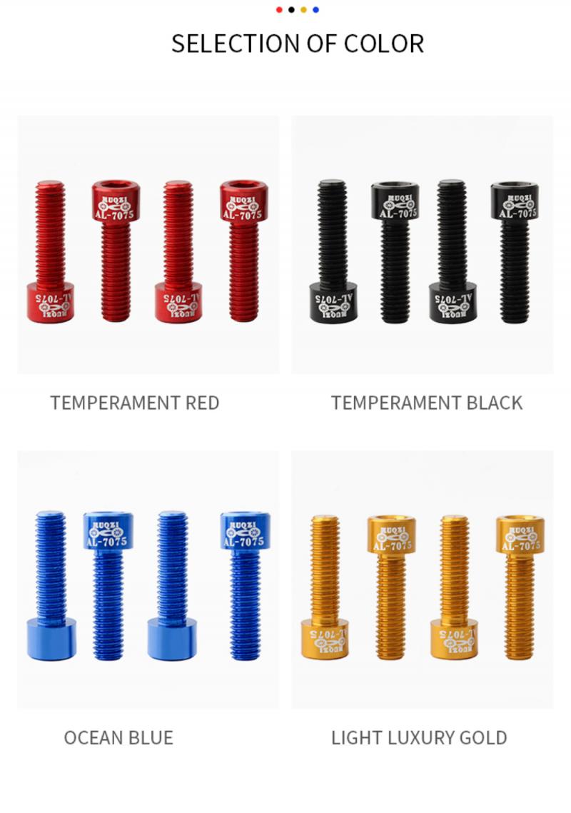 4pcs/lot Bicycle Handlebar Stem Screw Aluminum Alloy M5*17Mm Mountain Road Fixed Gear Stem Riser Bolts Bike Accessories