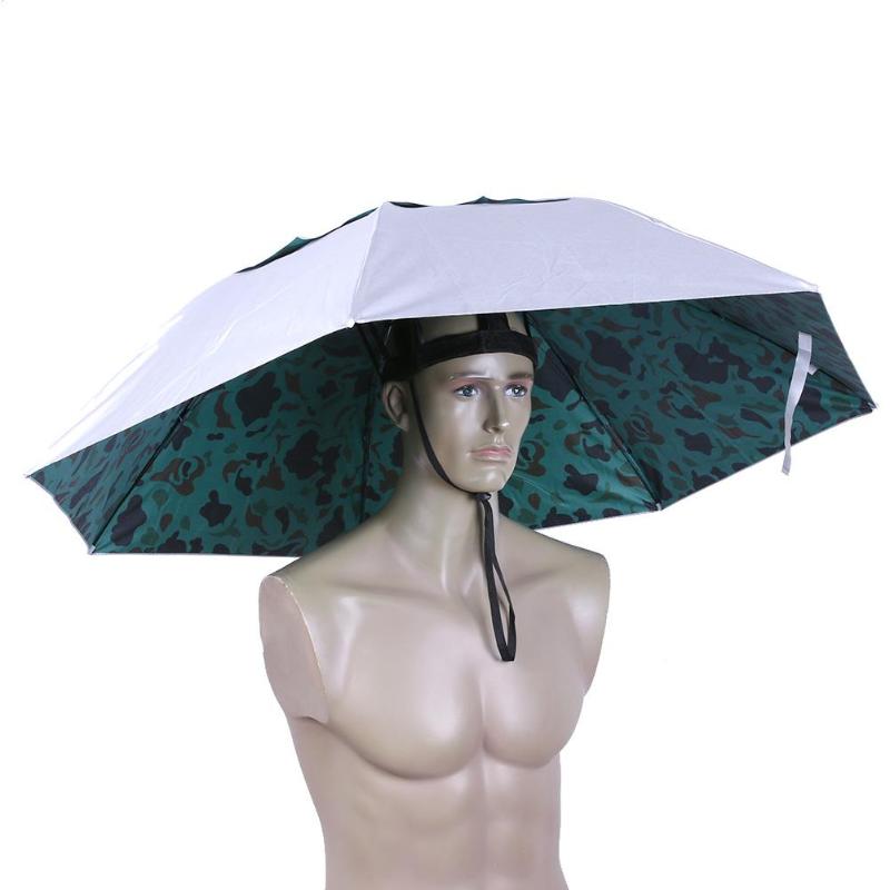 Foldbart hoved paraply hat fiskeri hætter anti-regn anti-uv udendørs bærbar rejse vandreture strand fiskeredskaber pesca regn gear