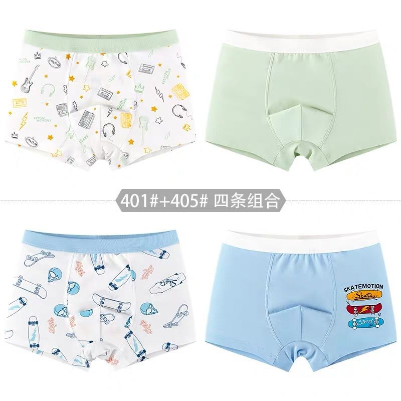 4Pcs/lot Cotton Kids Boys Underwear Boxer Children Panties Briefs for Boy Teenager Underpants 110-170