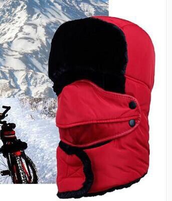 Vinter balaclava beanie hat kvindelig til kvinder mænd ansigtsmaske motorhjelm vindtæt tyk varm sne ski vinter hat cap øreklap: Rød