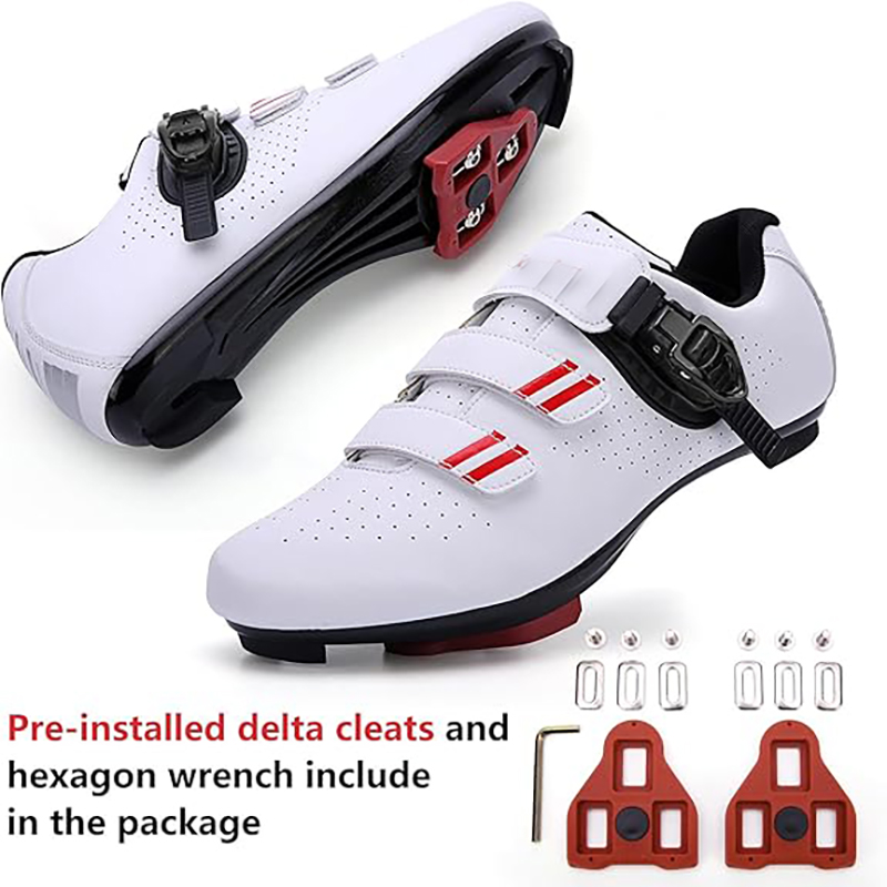 Mens Womens Cycling Shoes Compatible with Pelaton Bike Shoes Road Bike Shoes Riding Bicycle Pre-Installed with Delta Cleats