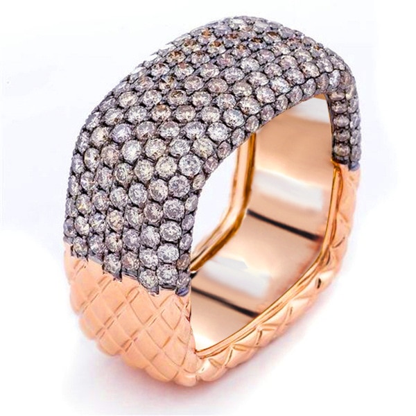 Luksus rose guldfyldte ringe til kvinder indlagt hvid zirkon bryllup forlovelse lover kærlighed to tone ring smykker