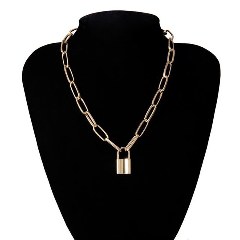 Rock Choker Della Collana di Blocco Per Le Donne Regalo Di Natale 2020 Punk Oro Chunky Catena Mujer Lucchetto Chiave Collane Con Pendente Dei Monili Del Partito