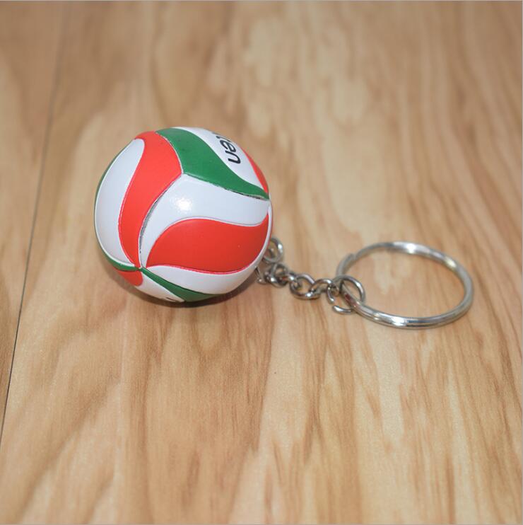 Mini PVC Volleyball Keychain ball toy Sport Key Chain Car Ball Key Holder Ring For Players Men Women Keyring Birthday: White