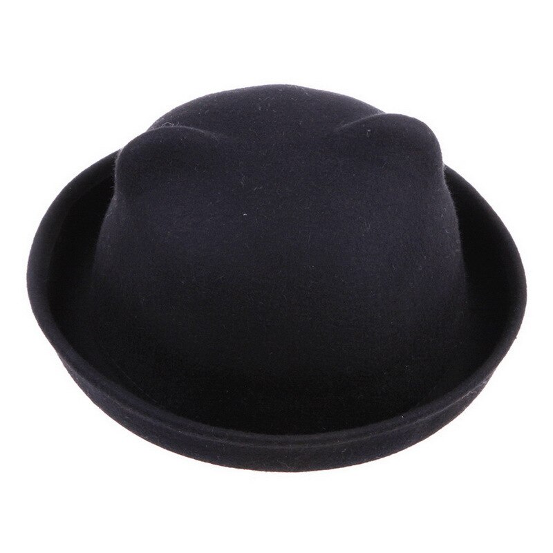Filthat sort top hat dame derby uld piger drenge vinter fedora dame hatte sød og enkel kasket: 2