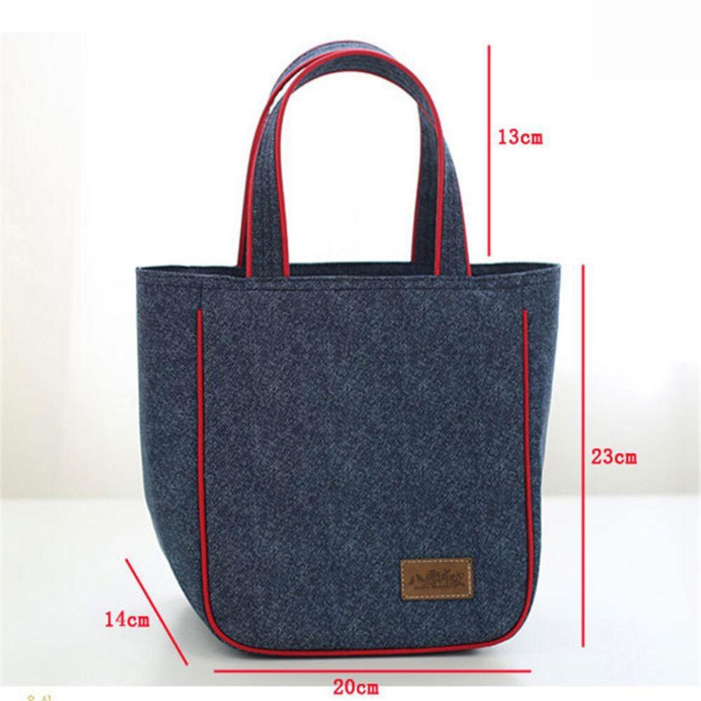 Portable Tote Heat Insulated Lunch Storage Cooler Food Box Denim Thermal Bag Portable Heat-insulated Cooler Lunch Box Tote: 4