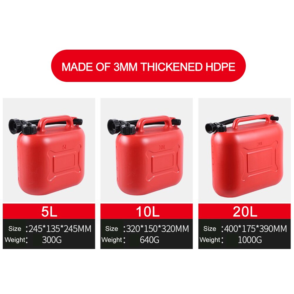Réservoir de carburant pour voiture, 20l 10l 5l, Portable, bouteille de stockage en plastique épais, antistatique, réservoir d&#39;essence, réservoir d&#39;huile