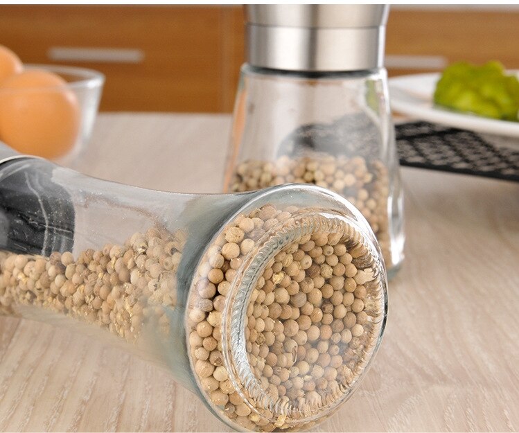 Molinillos de pimienta mediano y grande molinillo de pimienta Manual pulverizador Salero y pimentero sazonador botella herramientas de cocina