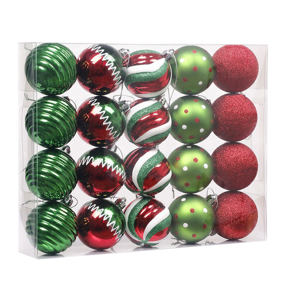 20pcs/set of 6cm golden red blue christmas ball decoration bright ball matt christmas tree hollow ball home decoration: Red and green