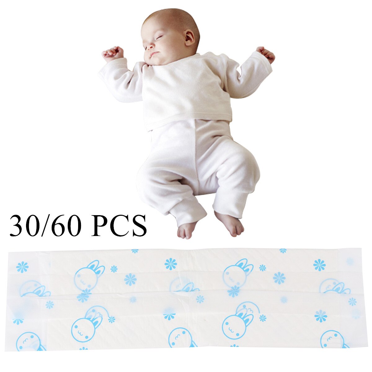 30/60 st engångsunderlägg nyfödd babysäng skydd absorberande dynor som andas vattentäta barnblöjor blöjunderlägg