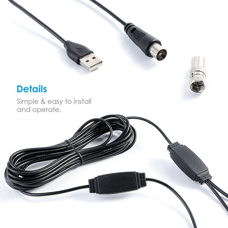 Antenne tv digitaal  hd 200 mijl bereik skywire tv binnen 1080p 4k 16ft coaxkabel