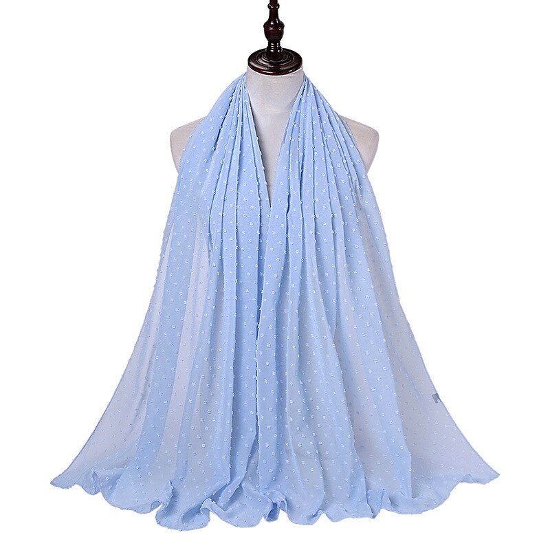 Foulard en mousseline de soie 72x175CM, couleur Pure, malaisie, indonésie, perles, couvre-tête: 21