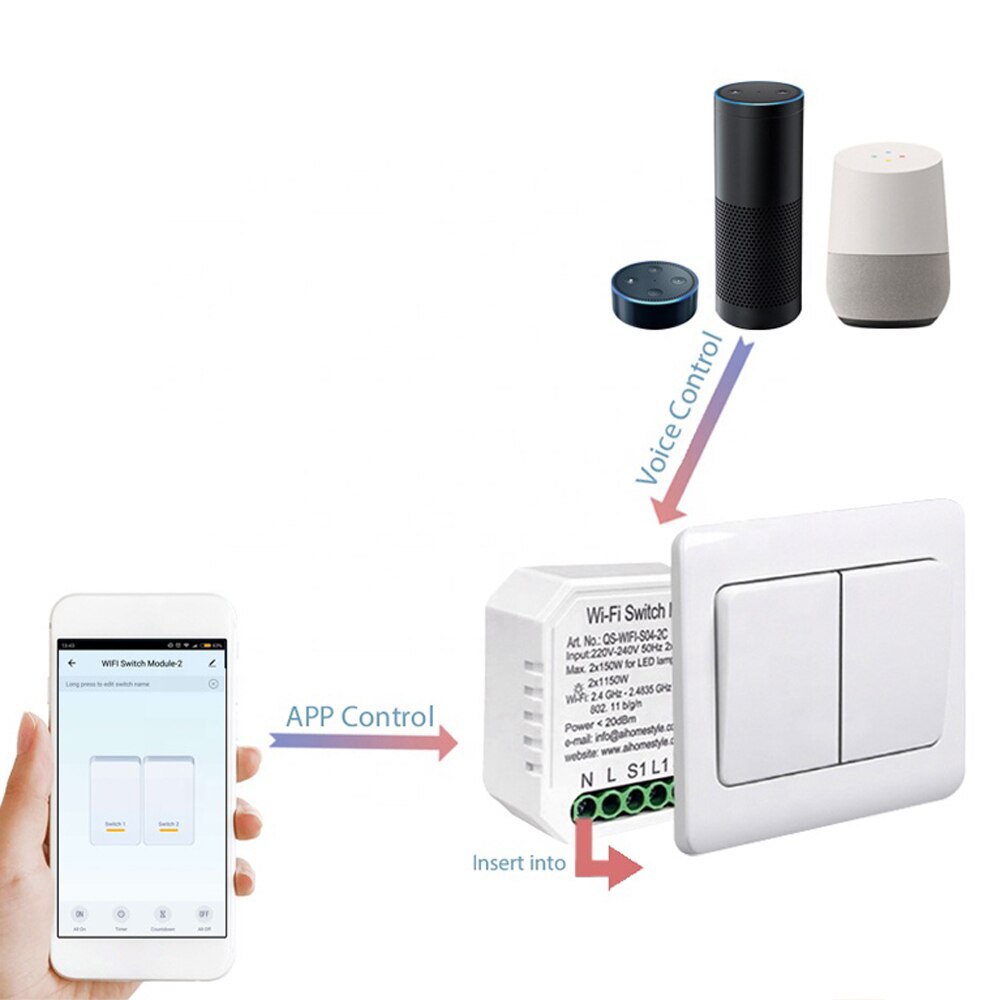 Tuya WiFi Intelligent Module Switch Modification Module Intelligent Home DIY Tool APP/Voice Control for Alexa Google Home
