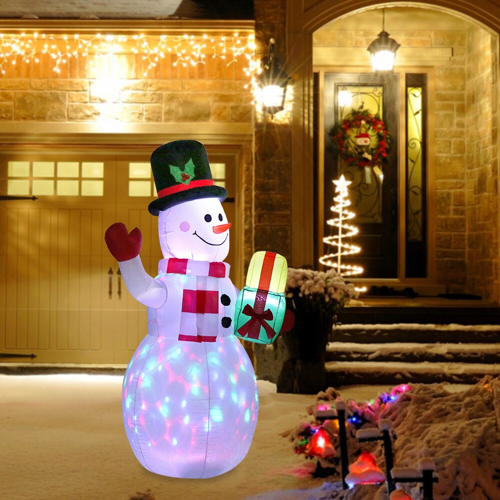 150cm Xmas Santa Claus Snowman Inflatable Model LED Night Light Luminous Snowman Doll Garden Toys Party Christmas Decorations