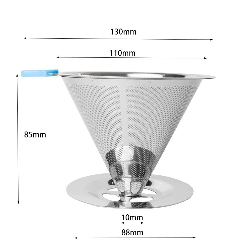 Återanvändbara kaffefilterhållare rostfritt stål brygg dropp kaffefilter tratt metall mesh kaffe te filter korg verktyg: F