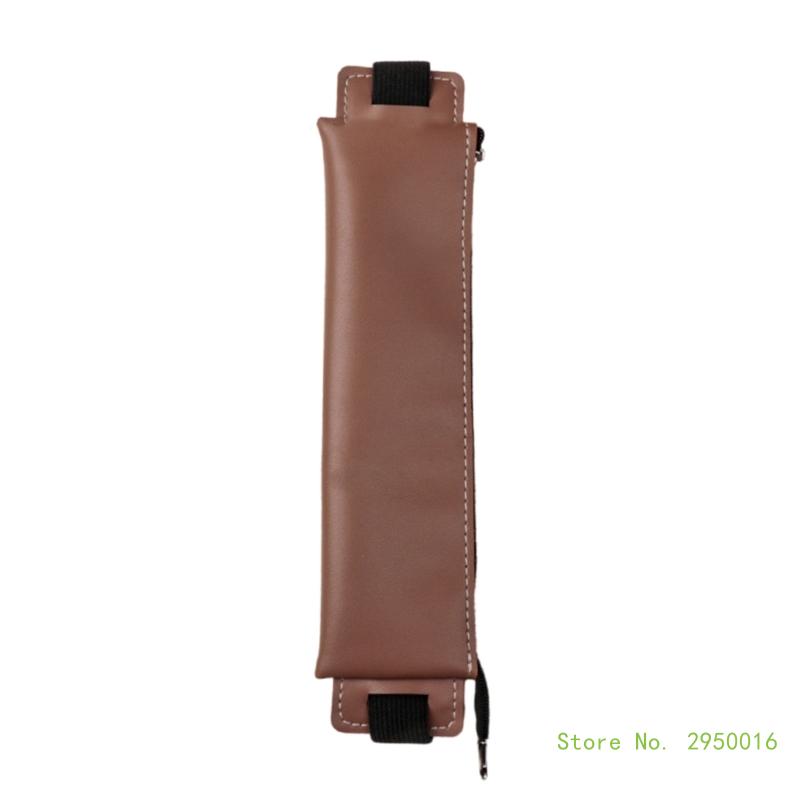 PU Leather Pen Holder, Zippered Pencil Holder Pen Sleeve Case with Elastic Bands for Notebook Planner Journal Notepads: Brown