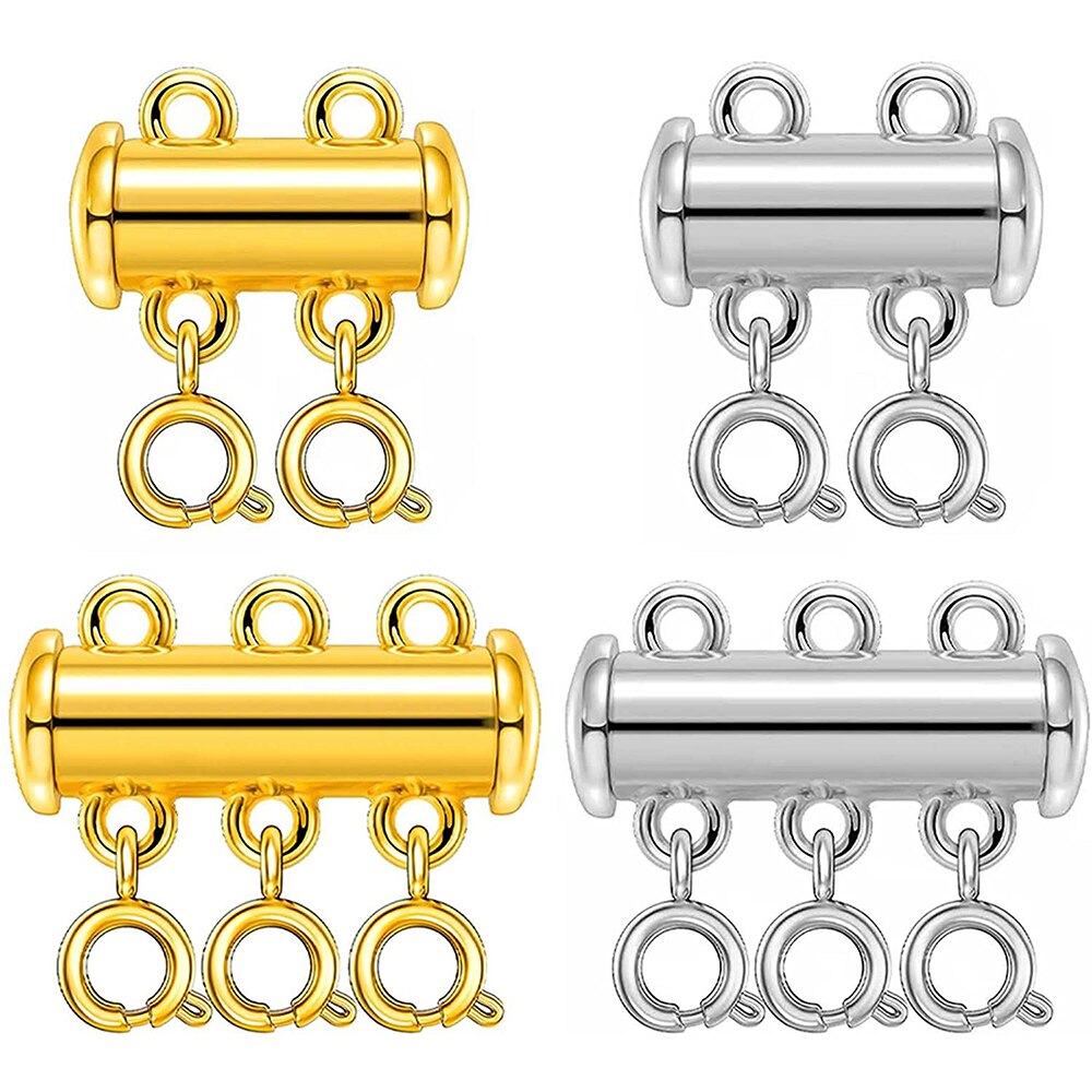 10 Stuks Gelaagde Ketting Spacer Sluiting, Magnetische Slide Sluiting Slot Ketting Connector Multi Strengen Schuif Tube Sluitingen