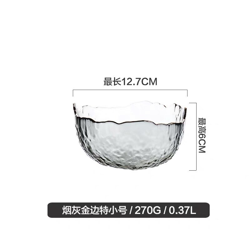 Cuenco de vidrio de corte dorado de estilo japonés, cuenco grande transparente Irregular para ensalada de verduras y frutas, cuenco rojo de Red, cuenco de postre: Caqui