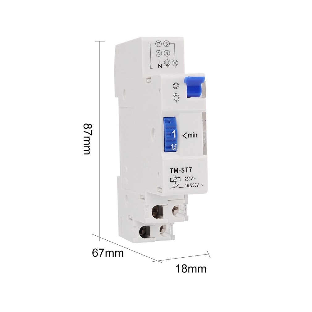 220v 7 minutter mekanisk timer 18mm enkelt modul din skinne trappe timer tid switch instrumenter