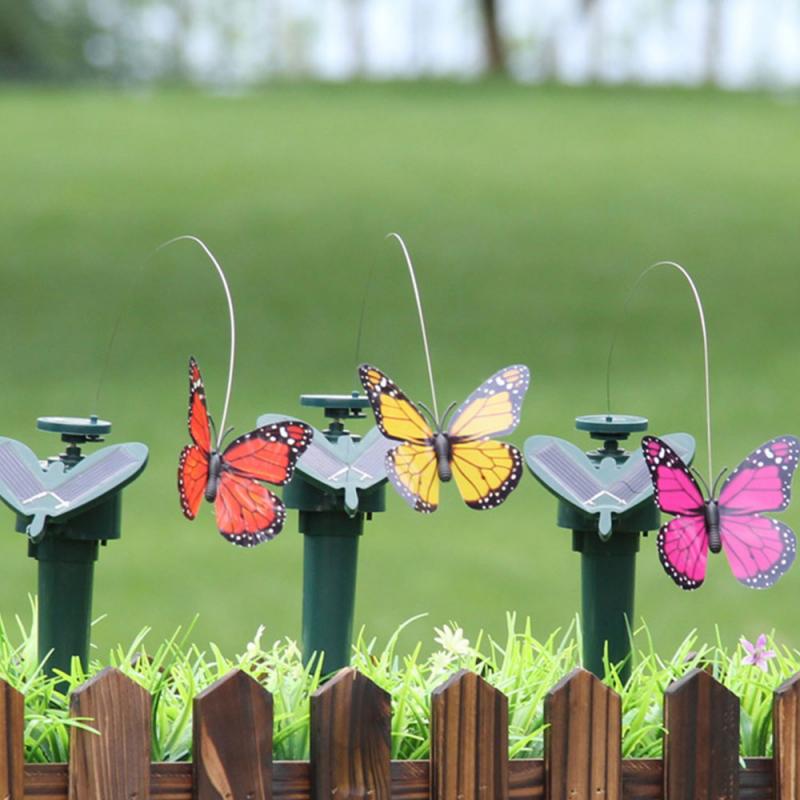 1Pc Simulatie Zonne-energie Mooie Dancing Flying Butterfly Hummingbird Voor Zonnebloem Yard Stake Ornament Tuin Decor