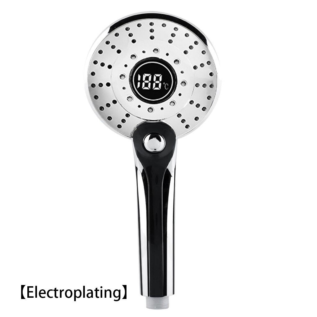 Recableght LED Digital Shower Head Handheld Spa Shower Head Temperature Control Bathroom High Pressure Water Saving Shower Head: plating