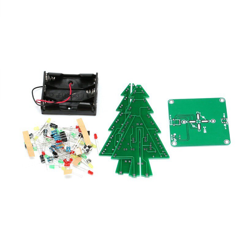 DIY LED Christmas Tree Three Color Flashing Light Red/Green/Yellow DIY Kit for Fun