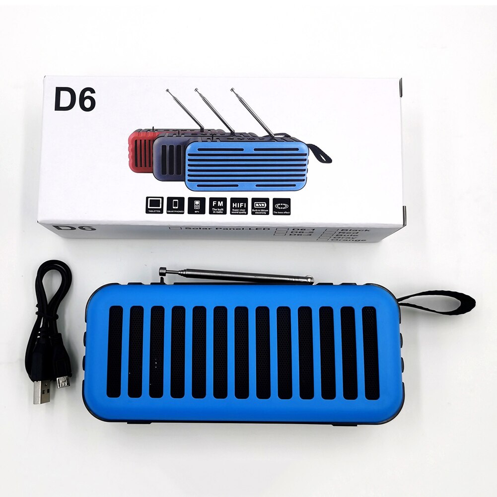 Outdoor Solar Powered Wireless Speaker Bluetooth-compatible Portable Wireless Stereo Loudspeaker FM Radio LED Flashlight