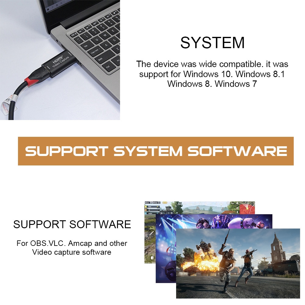 HDMI Video Capture Device 1080P 30fps Video Capture USB2.0 Video Recorder Adapter Video Capture Card Applicable Video Adaptador