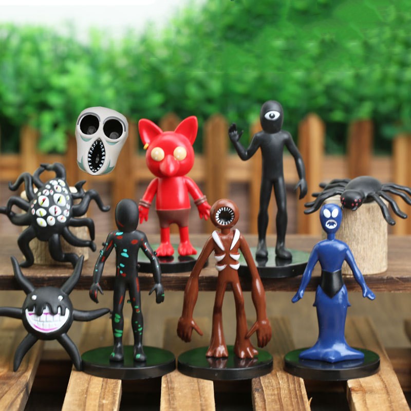 9 sztuk/zestaw Rainbow Friends drzwi rysunek zabawki Horror drzwi do gier lalki postaci dla fanów prezent dla dzieci: Default Title