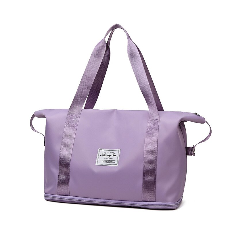 Große-kapazität damen Geschäft taschen tragen Wagen taschen, wasserdichte Nylon taschen, trockenen und nassen trennung tragbare reise taschen: Taro Violett
