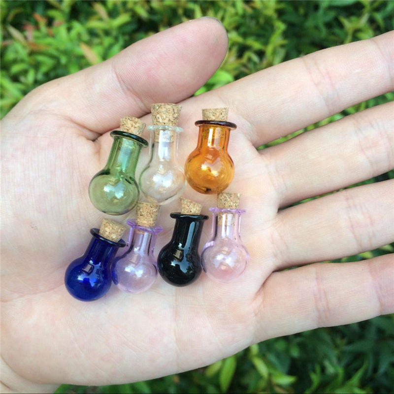 Mini glasflasker kugleform søde flasker med korkfarver hætteglas bittesmå ønskeglas flasker mix 7 farver
